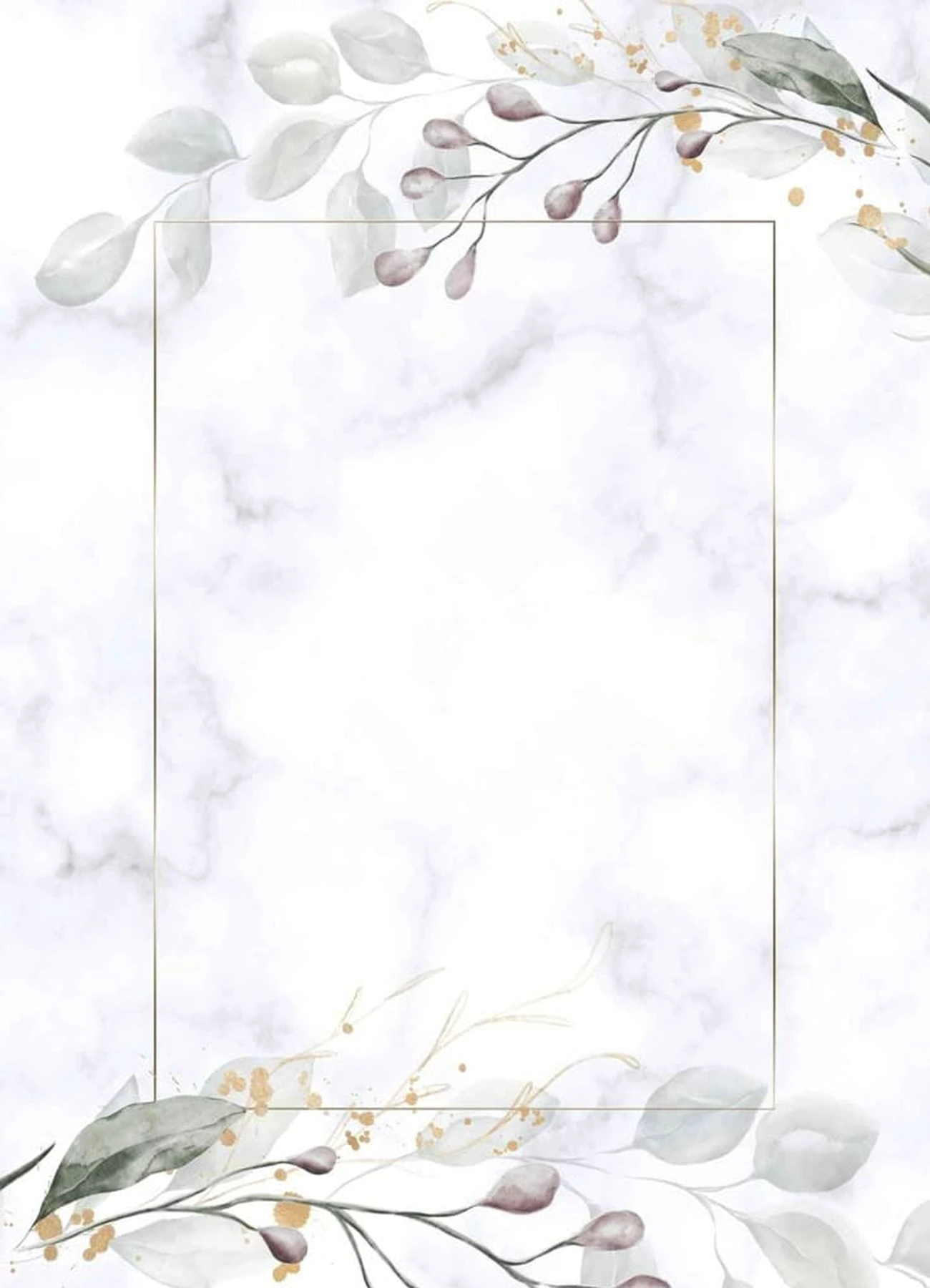 Card background with marble and eucalyptus