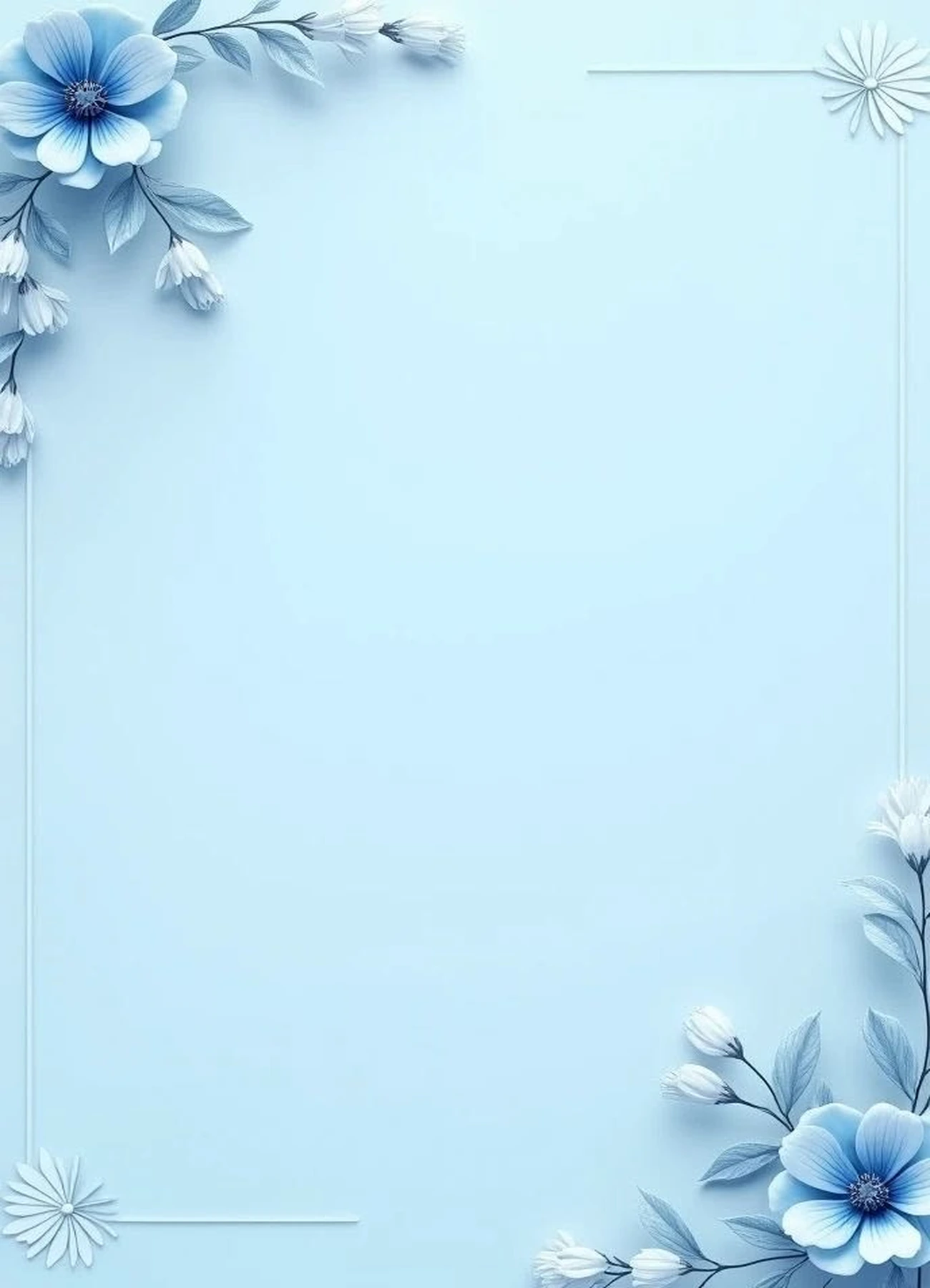 Card background with blue flowers