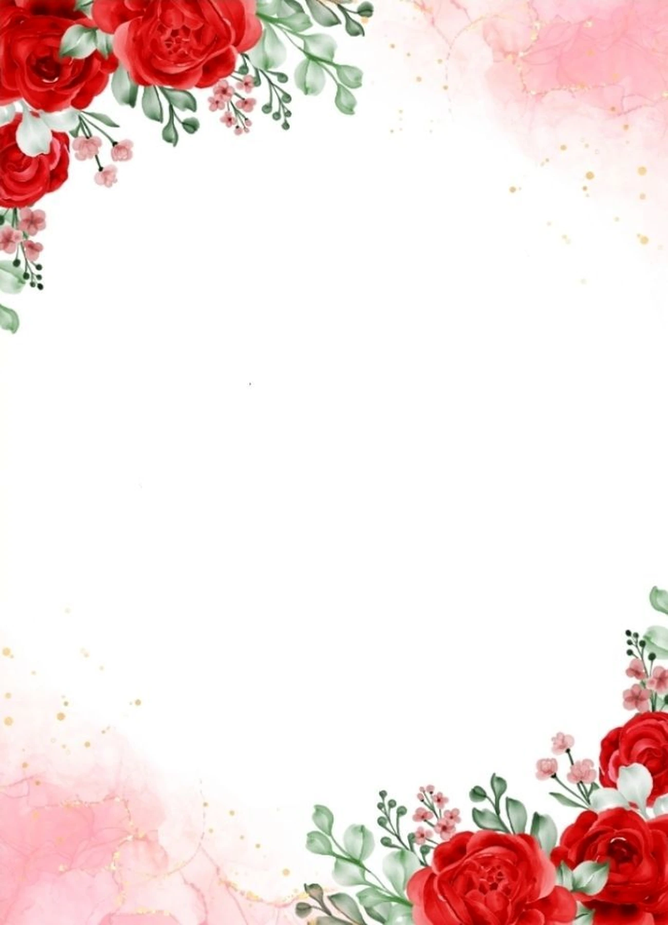 Watercolor card background with red roses